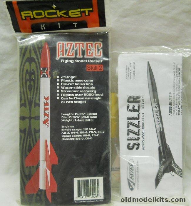 Estes Aztec Two Stage and Sizzler - Flying Model Rockets plastic model kit